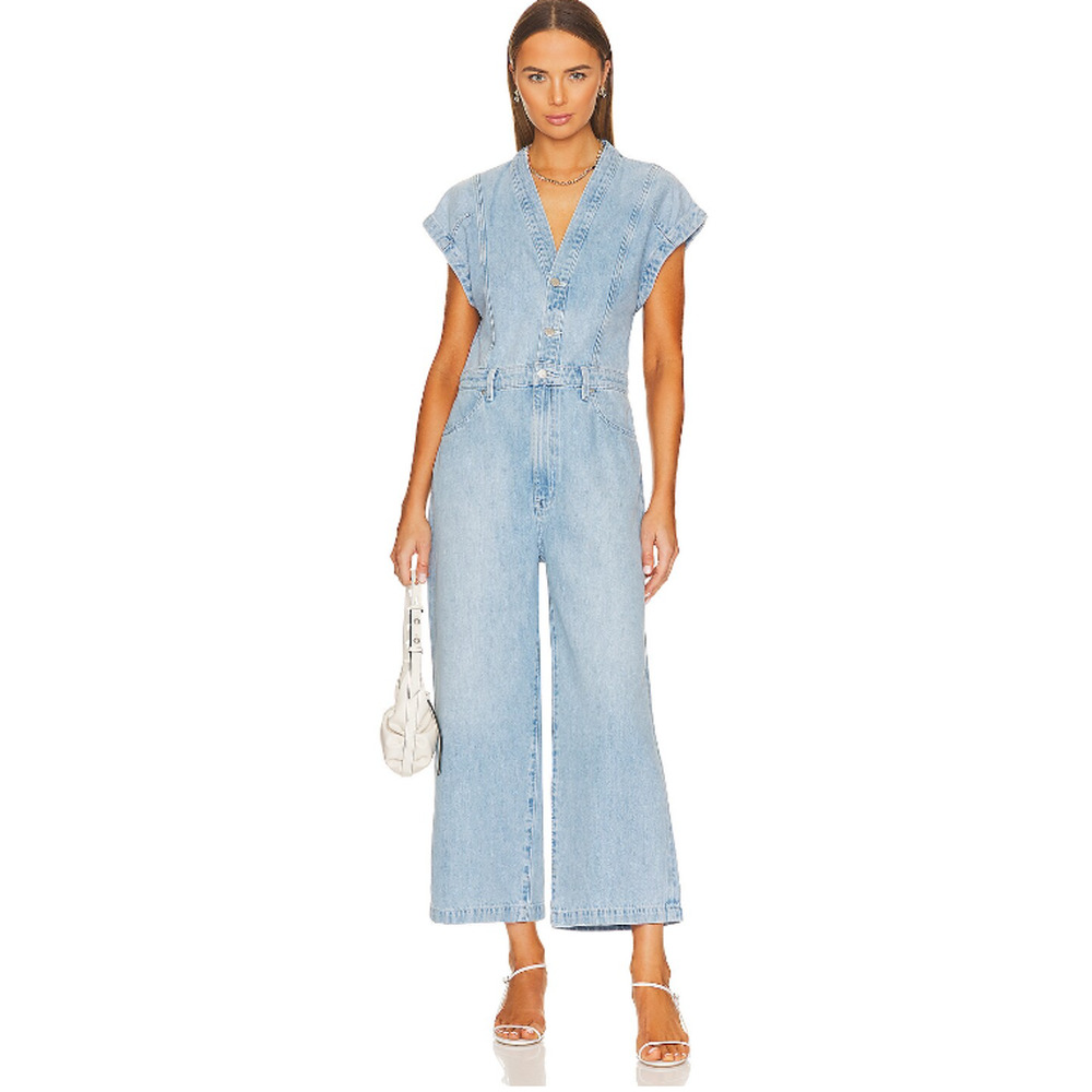 Etica Sky Blue V-Neck Denim Jumpsuit
